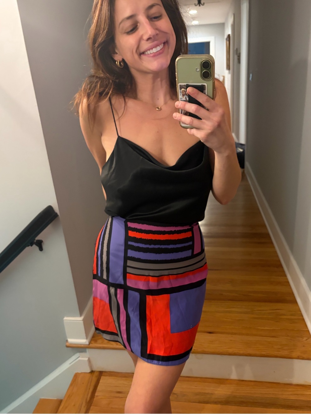 Alice + Trixie 100% Silk Colorblock Mini Skirt Sz S